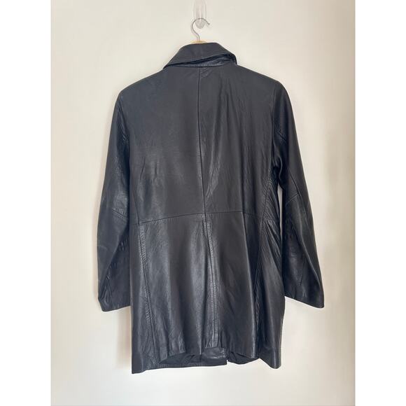 Nine West Vintage Leather Y2K Butter Soft Button-Up Jacket in Black - Size S - Picture 6 of 7